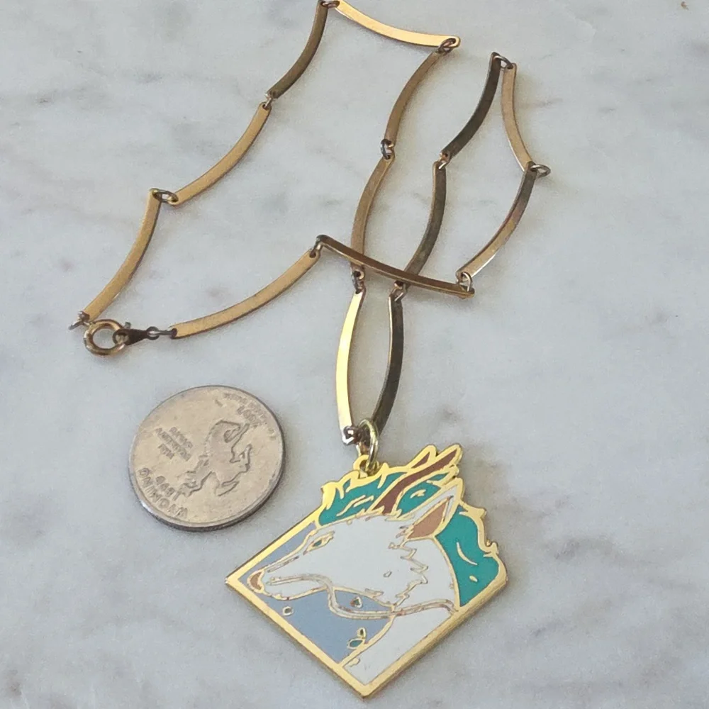 Studio Ghibli Spirited Away Haku Key Fob attached to a Vintage goldtone chain. - Picture 7 of 9